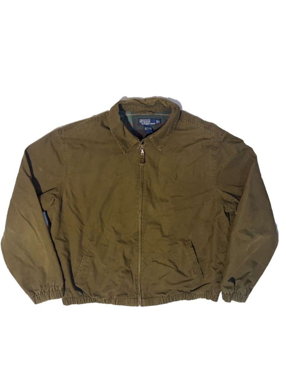 Polo Ralph Lauren Harrington Jacket Mens XL Green Flannel Plaid Lined Grandpa